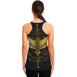 Golden Spiritual Bird Print Women's Racerback Tank Top