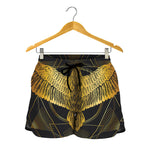Golden Spiritual Bird Print Women's Shorts