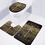 Golden Spiritual Dragonfly Print 3 Piece Bath Mat Set