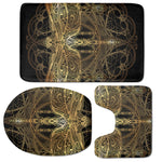 Golden Spiritual Dragonfly Print 3 Piece Bath Mat Set