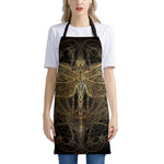 Golden Spiritual Dragonfly Print Apron