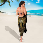 Golden Spiritual Dragonfly Print Beach Sarong Wrap