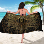 Golden Spiritual Dragonfly Print Beach Sarong Wrap