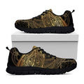 Golden Spiritual Dragonfly Print Black Running Shoes