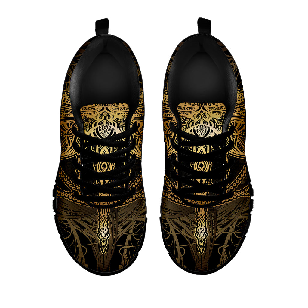 Golden Spiritual Dragonfly Print Black Sneakers