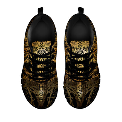 Golden Spiritual Dragonfly Print Black Sneakers