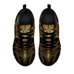 Golden Spiritual Dragonfly Print Black Sneakers