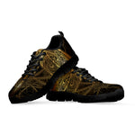 Golden Spiritual Dragonfly Print Black Sneakers