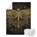 Golden Spiritual Dragonfly Print Blanket