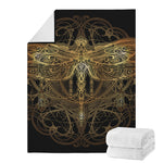 Golden Spiritual Dragonfly Print Blanket