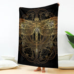 Golden Spiritual Dragonfly Print Blanket