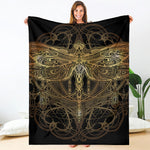 Golden Spiritual Dragonfly Print Blanket