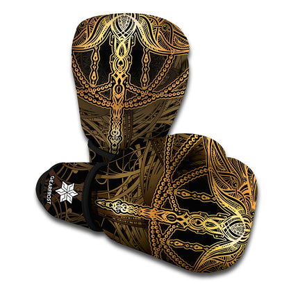 Golden Spiritual Dragonfly Print Boxing Gloves