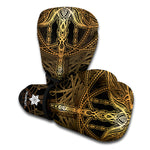 Golden Spiritual Dragonfly Print Boxing Gloves