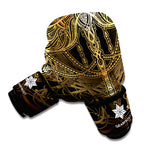 Golden Spiritual Dragonfly Print Boxing Gloves