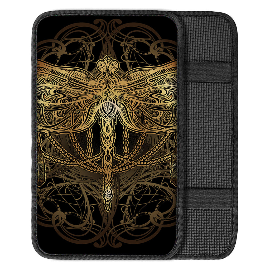 Golden Spiritual Dragonfly Print Car Center Console Cover