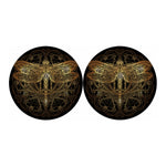 Golden Spiritual Dragonfly Print Car Coasters