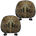 Golden Spiritual Dragonfly Print Car Headrest Covers