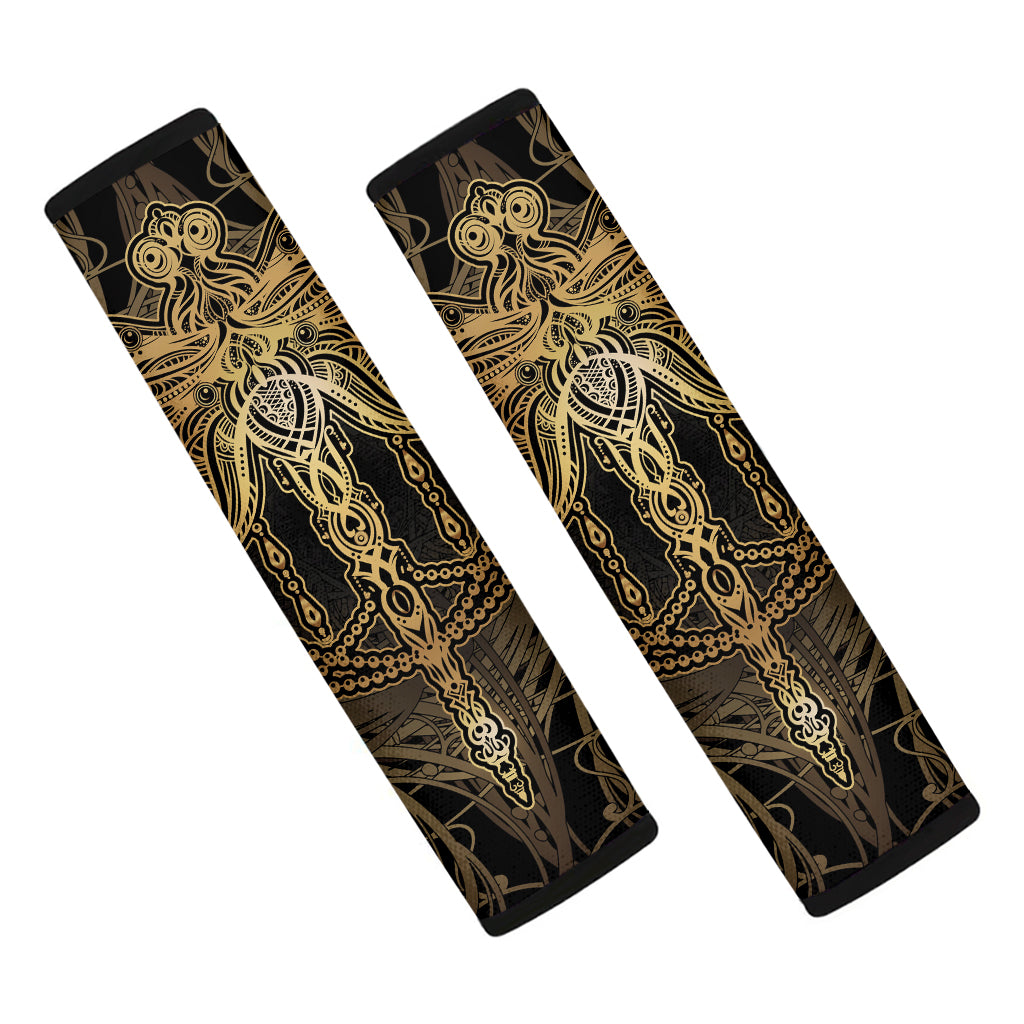 Golden Spiritual Dragonfly Print Car Seat Belt Covers