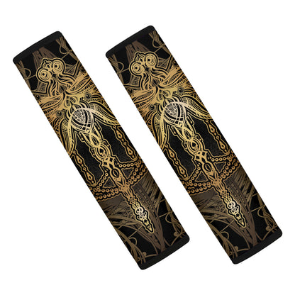 Golden Spiritual Dragonfly Print Car Seat Belt Covers