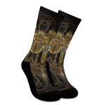 Golden Spiritual Dragonfly Print Crew Socks