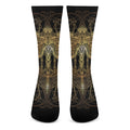 Golden Spiritual Dragonfly Print Crew Socks