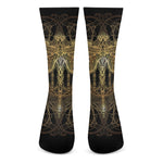 Golden Spiritual Dragonfly Print Crew Socks