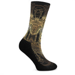 Golden Spiritual Dragonfly Print Crew Socks