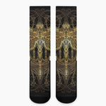 Golden Spiritual Dragonfly Print Crew Socks