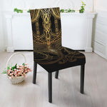 Golden Spiritual Dragonfly Print Dining Chair Slipcover