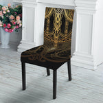 Golden Spiritual Dragonfly Print Dining Chair Slipcover