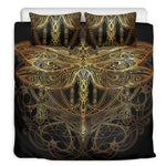 Golden Spiritual Dragonfly Print Duvet Cover Bedding Set