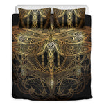 Golden Spiritual Dragonfly Print Duvet Cover Bedding Set