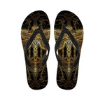 Golden Spiritual Dragonfly Print Flip Flops