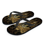 Golden Spiritual Dragonfly Print Flip Flops