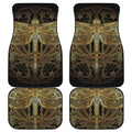 Golden Spiritual Dragonfly Print Front and Back Car Floor Mats