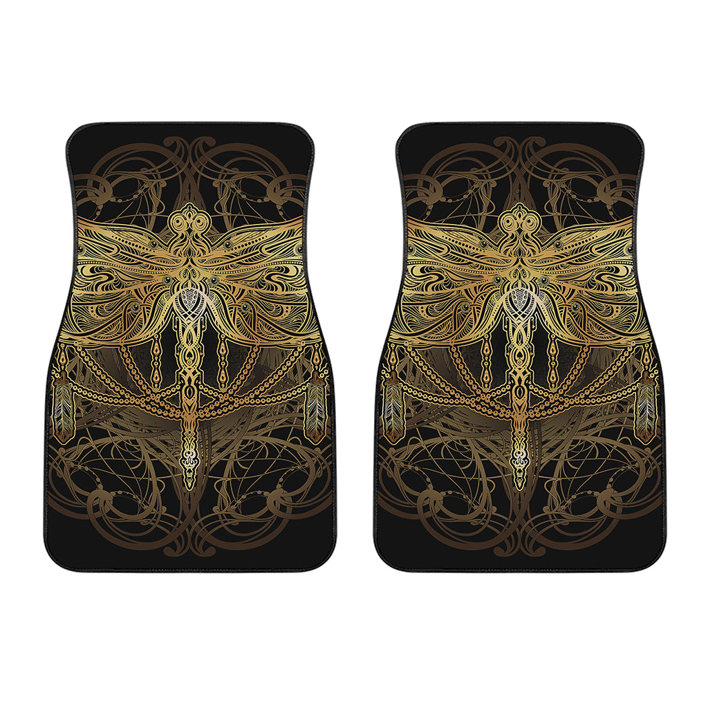 Golden Spiritual Dragonfly Print Front Car Floor Mats