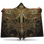 Golden Spiritual Dragonfly Print Hooded Blanket
