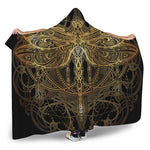 Golden Spiritual Dragonfly Print Hooded Blanket