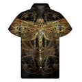Golden Spiritual Dragonfly Print Men's Short Sleeve Shirt