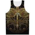 Golden Spiritual Dragonfly Print Men's Tank Top