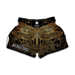 Golden Spiritual Dragonfly Print Muay Thai Boxing Shorts