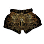 Golden Spiritual Dragonfly Print Muay Thai Boxing Shorts