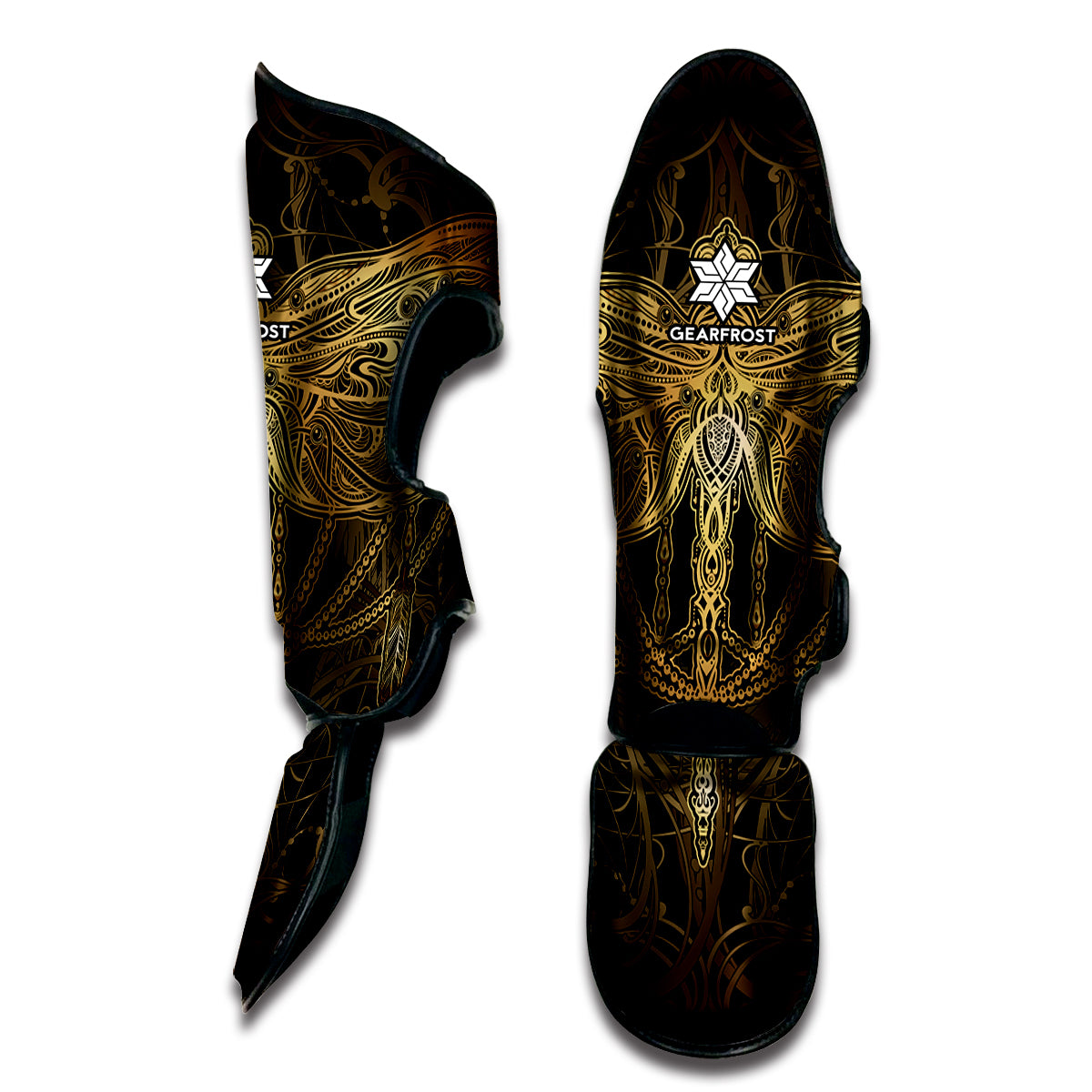 Golden Spiritual Dragonfly Print Muay Thai Shin Guard