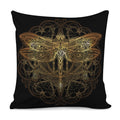 Golden Spiritual Dragonfly Print Pillow Cover