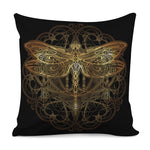 Golden Spiritual Dragonfly Print Pillow Cover