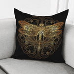 Golden Spiritual Dragonfly Print Pillow Cover