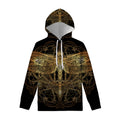 Golden Spiritual Dragonfly Print Pullover Hoodie