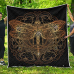 Golden Spiritual Dragonfly Print Quilt