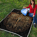Golden Spiritual Dragonfly Print Quilt